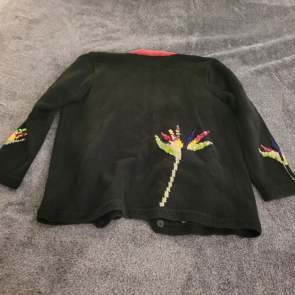 VINTAGE Storybook Knits Bird Of Paradise Cardigan Size L - Picture 4 of 4
